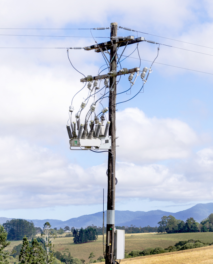 A NOJA Power OSM Recloser, with inline disconnectors for a Working Point of Isolation during network maintenance – Installed in Australia