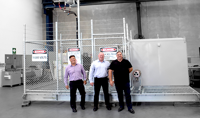 Left to Right, Dean van Wijk (General Manager POWINS), Neil O’Sullivan (Group Managing Director NOJA Power), Julian Rauwendaal (Operations Manager QLD POWINS)