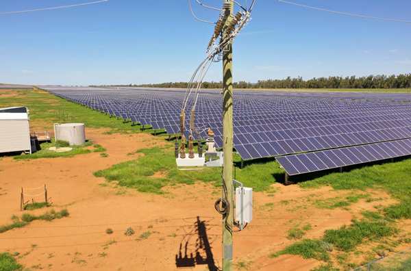 NOJA Power 2020, a NOJA Power OSM Recloser connecting the Narromine Solar Farm to the Distribution Grid, near Dubbo NSW Australia.