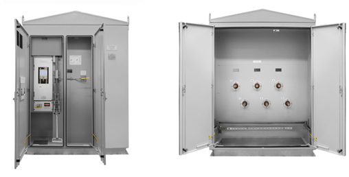 Custom Ground Mount Kiosk with mechanical (rack-and-pinion) interlock between the ACR and earth switch